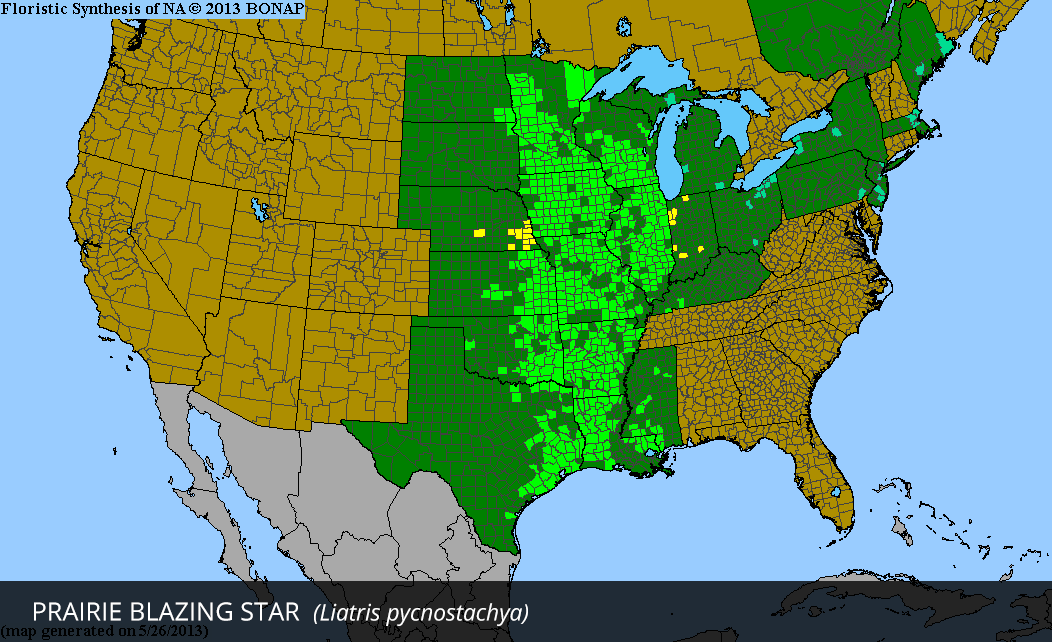Range Map for Prairie Blazing Star