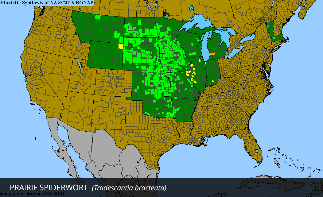 Range Map for Prairie Spiderwort